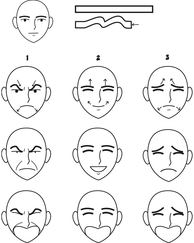 Conjunto de expressões de rosto em quadrinhos